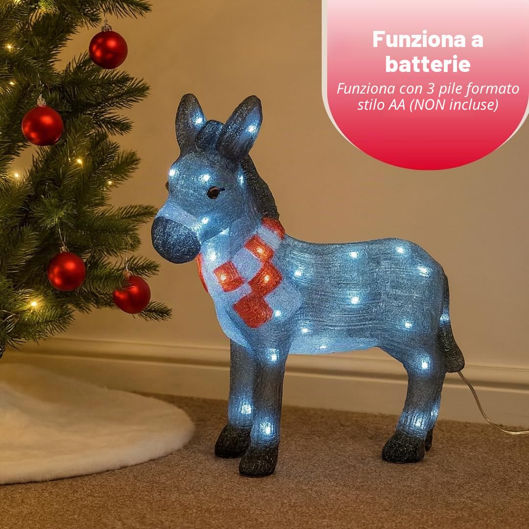 Marco Paul Interiors Decorazione natalizia in acrilico a LED, per interni ed esterni, decorazione natalizia che si illumina da giardino, decorazione festiva, statuetta pre-illuminata a forma di