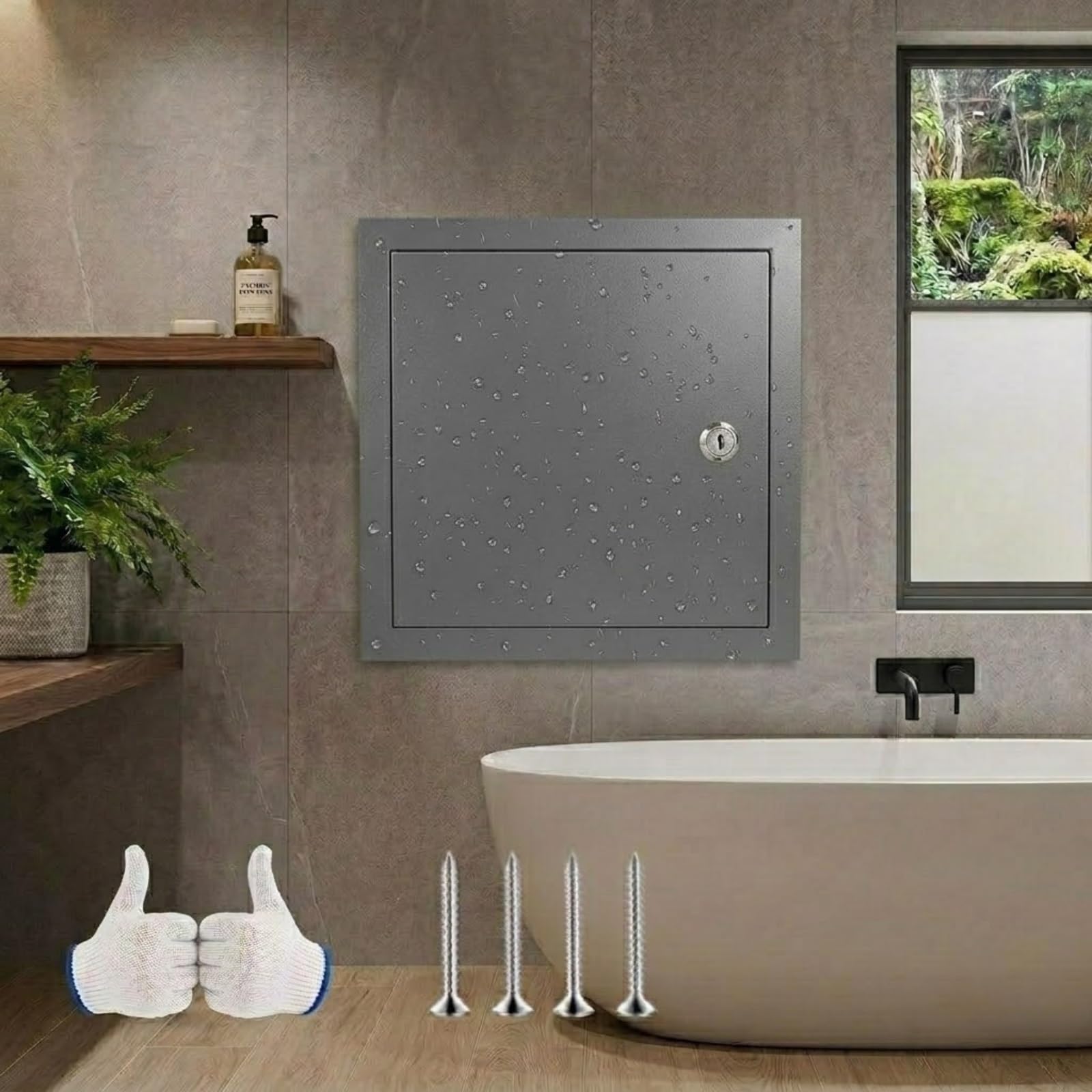 Panel Rewizyjny do Płyt Gipsowo-Kartonowych 300x300 400x400 500x500 600x600mm, Zamykany Metalowy Właz Sufitowy, Drzwi Dostępowe Hydrauliczne Osłona Otworu Ściennego(Gray,300x450mm)