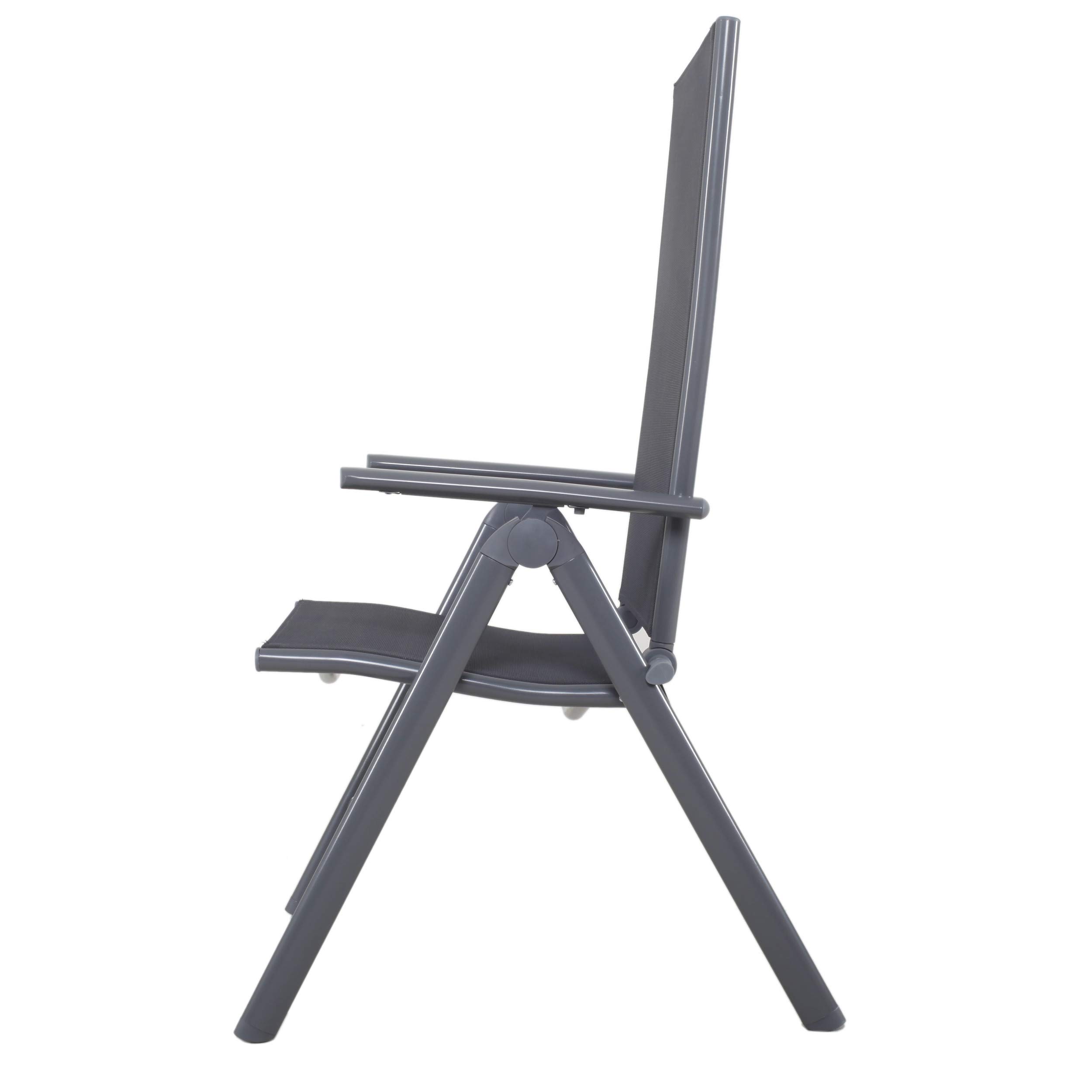 Korfu Sedia Pieghevole in Alluminio, Grigio, 67 X 59 X 113 Cm