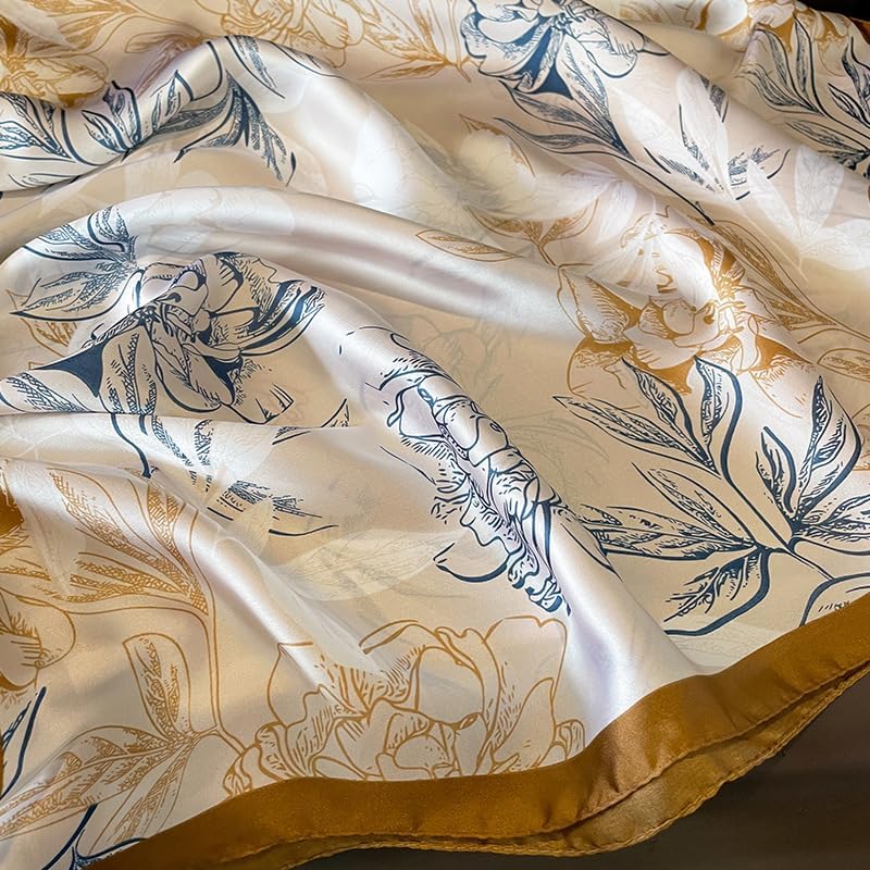 Silk Feeling Long Satin Scarf Fashion Beach Scarf Shawl Check Style Sunscreen Shawls Wraps-Lightweight Pattern - Image 6