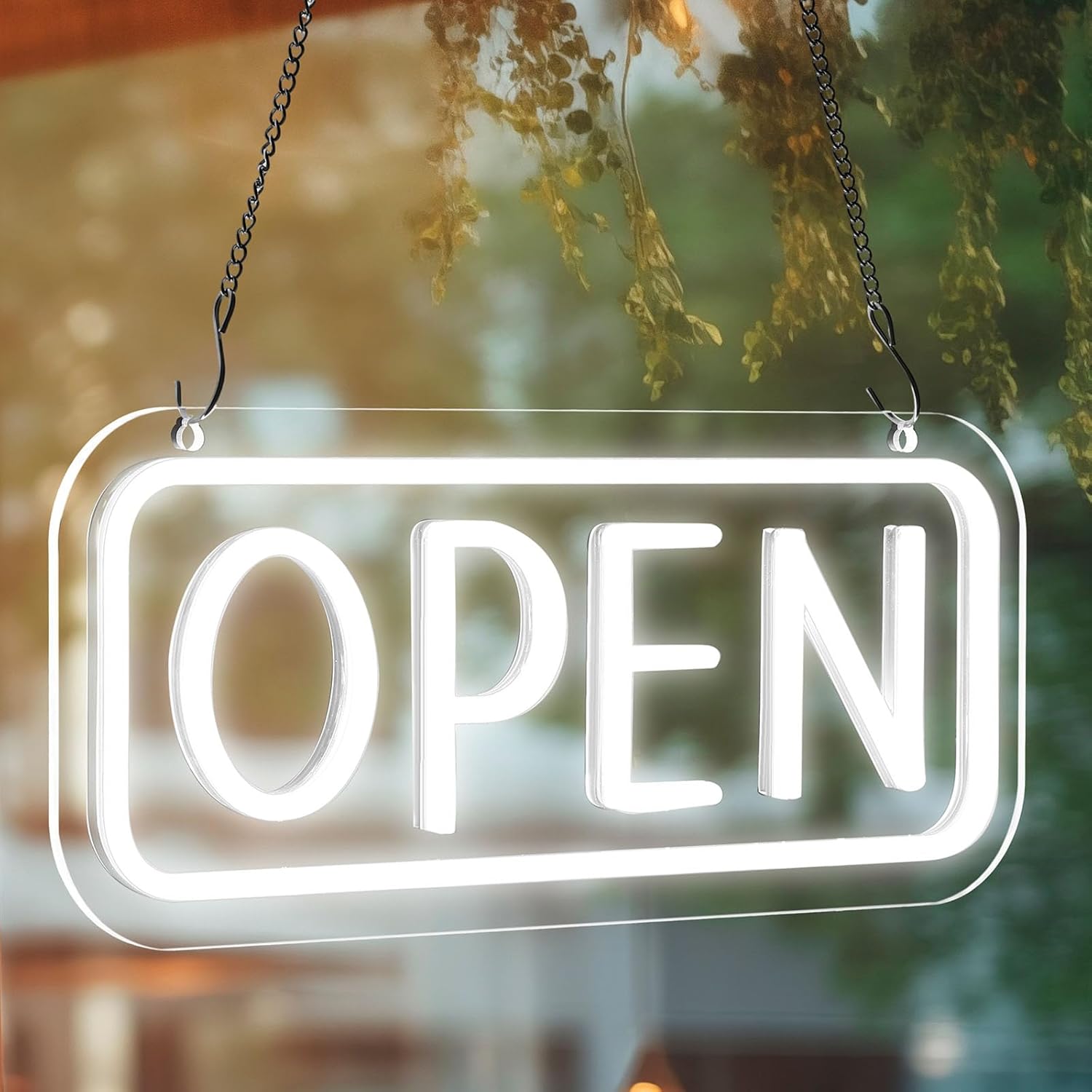 LED Open Sign for Business with On/off Switch, 16.8x6.8in Brighter Open Display Sign Advertisement Board Electric Lights for Business Window Wall Shop Bar Hotel(White)