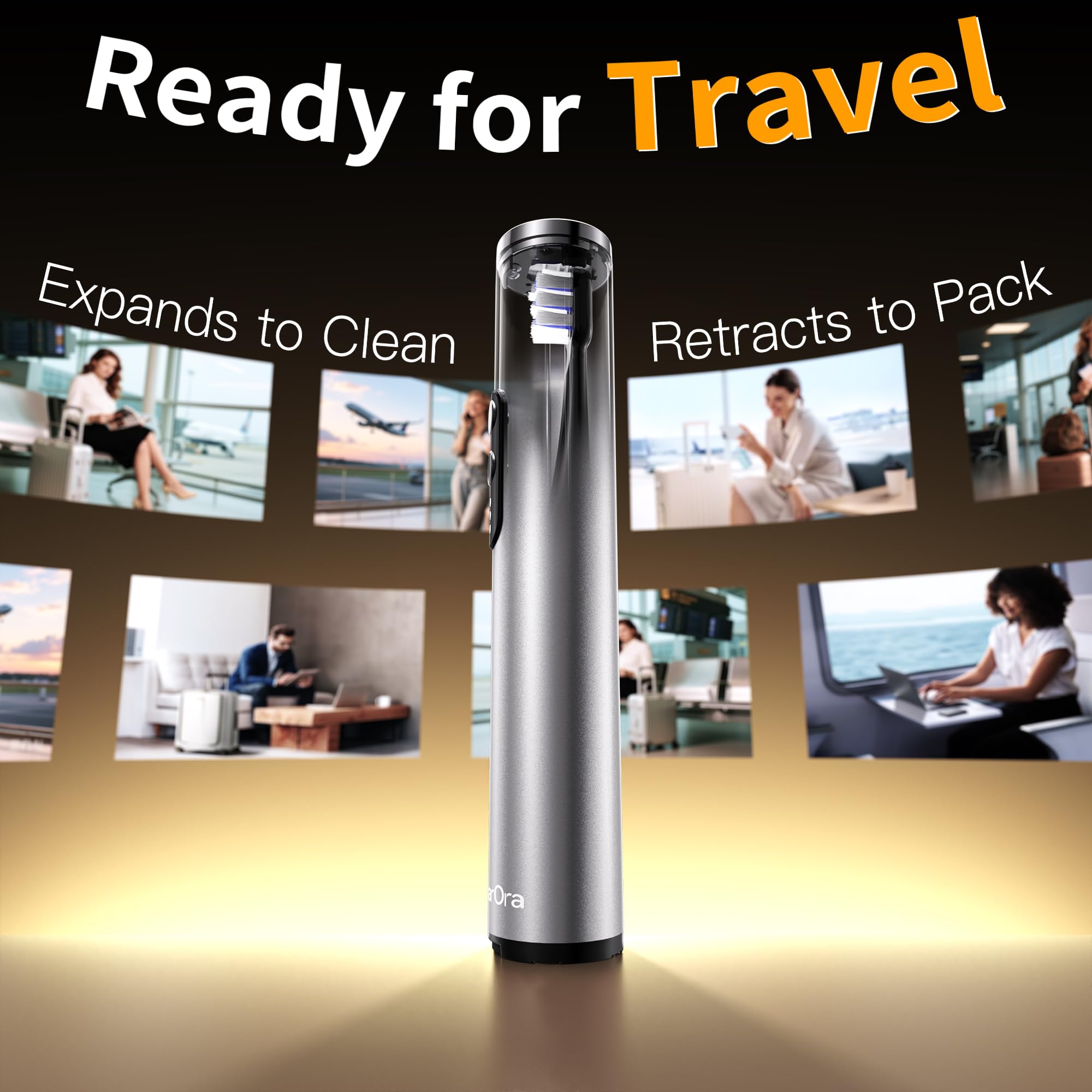 M23 Sonic Electric Toothbrush for Adults Retractable Travel Size, Ultra-Light 4.6 oz, Rechargeable Portable Toothbrush, 2-Min Timer, 30-Day Battery Life, 3 Modes, IPX7 Waterproof, Silver