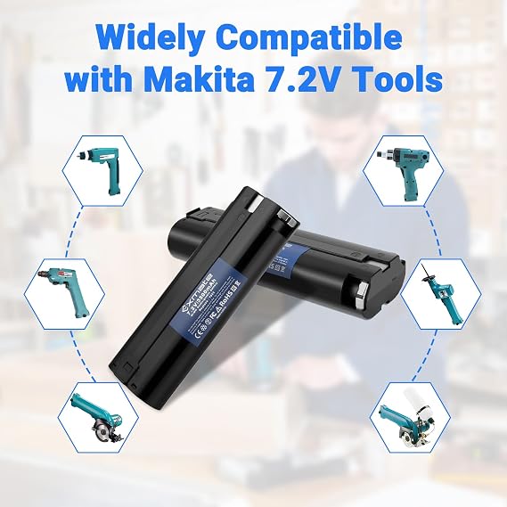 Exmate 7.2V 3.5Ah Battery for Makita 7000 7002 7033 191679-9 632002-4 632003-2 192532-2 192695-4 6010D 6172D DA3000D 6018D 6019D 9500D DA301D 6073D ML702 Cordless Tool 2Pack