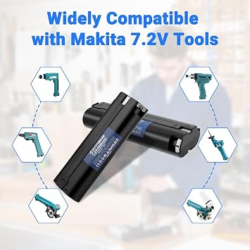 Exmate 7.2V 3.5Ah Battery for Makita 7000 7002 7033 191679-9 632002-4 632003-2 192532-2 192695-4 6010D 6172D DA3000D 6018D 6019D 9500D DA301D 6073D ML702 Cordless Tool 2Pack