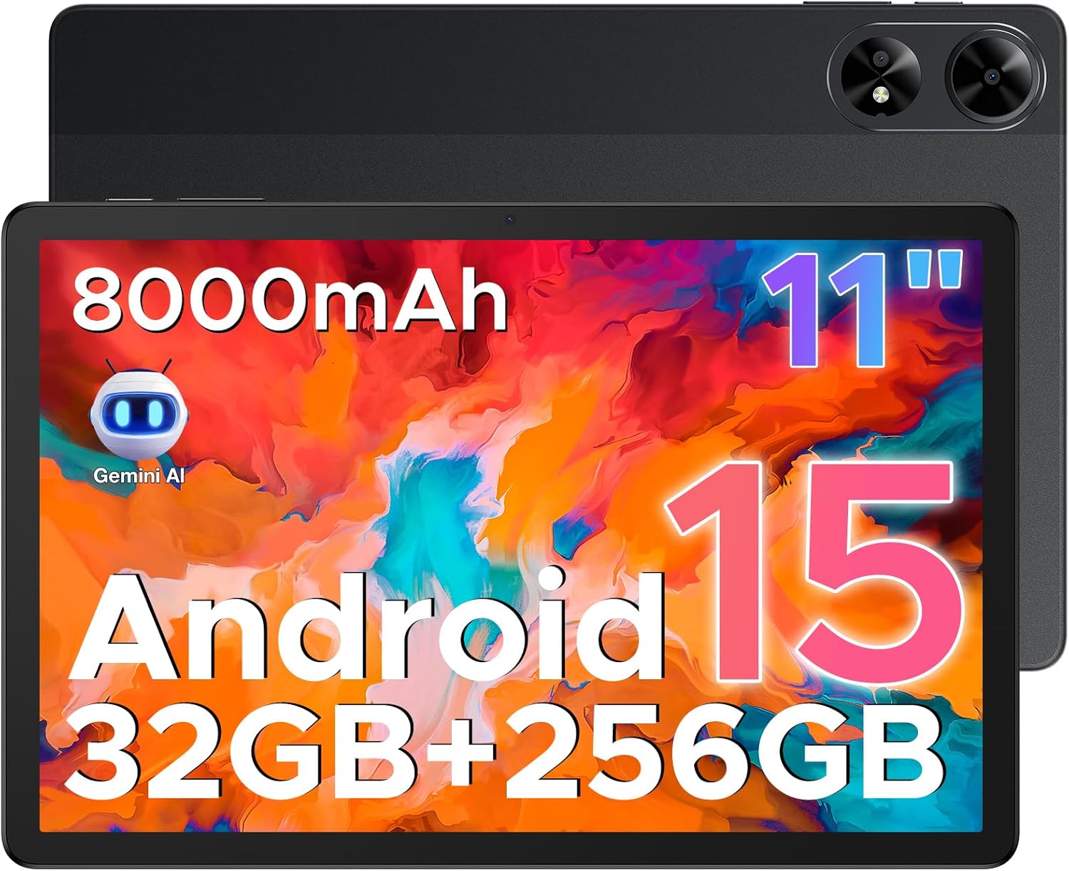 Tab G6+ Android Tablet, 11 Inch Tablet, 32GB+256GB/TF 2TB, 8000mAh Battery, Octa-Core T7280, Gemini AI, 13MP+5MP/Dual SIM/BT5.2/5G WiFi/GPS/Face ID, 3.5mm Jack, Dual Speakers