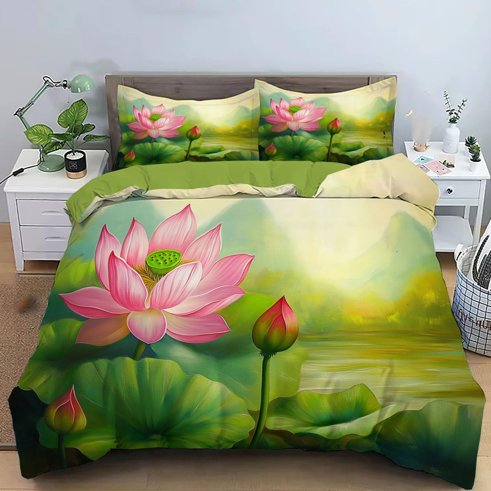 Parure de lit 220x240cm avec housse de couette réversible et douce