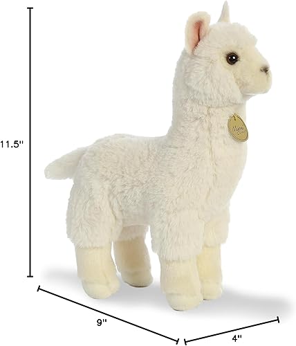 Miniatura 3 de Aurora® Adorable alpaca de peluche Miyoni®, detalle realista, compañía entrañable, blanco, 11 pulgadas