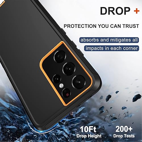 Miniatura 4 de Funda para Samsung Galaxy S21 Ultra con funda de clip para cinturón, 2 protectores de pantalla, cuerpo completo resistente, a prueba de golpes, a