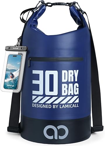 Miniatura 9 de Lamicall Dry Bag Mochila Impermeable - [Duradera y Flotante] 5L/10L/20L/30L/40L Bolsa Grande a Prueba de Agua con Funda Impermeable para Teléfono