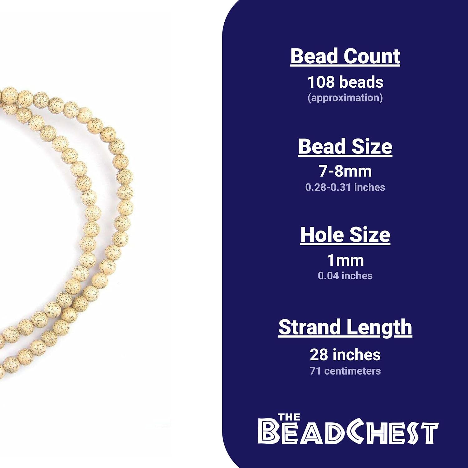 The Bead Chest Natural Tibetan Lotus Seed Mala Beads 8mm Brown Round 28 Inch Strand