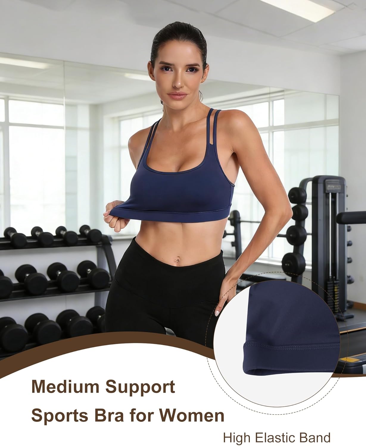 QUOJIZY Supportive Sports Bras for Women Strappy Workout Top with Built-in Bra Thin Straps Y Back Crop Tank Top - Image 4