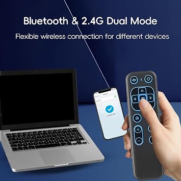 Mini Wireless Keyboard Air Mouse Remote, Bluetooth 2.4GHz for PC, HTPC