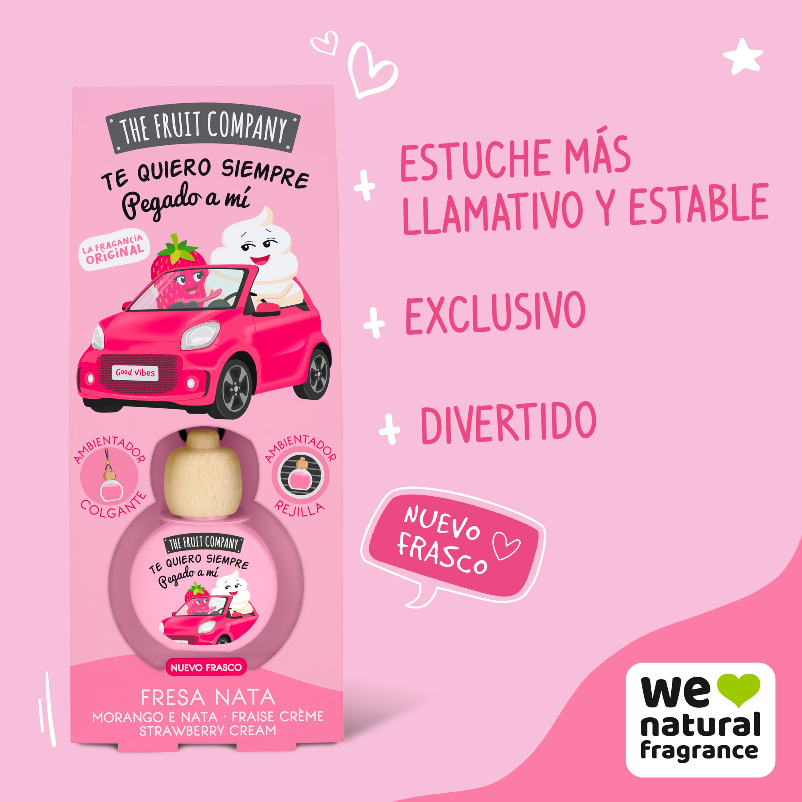 The Fruit Company - Ambientador de coche con Absorbe olores, aroma frutal FRESA NATA, Pack de 4 unidades — view 2