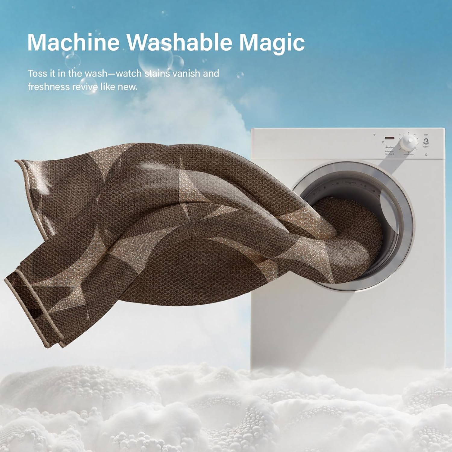 Lahome Modern Geometric Easy Jute Washable Runner Rug 2.5x8, Non Slip Carpet Runners for Hallway 8ft, Brown Neutral Semi-Circle Rug for Outdoor Deck Porch - Image 8