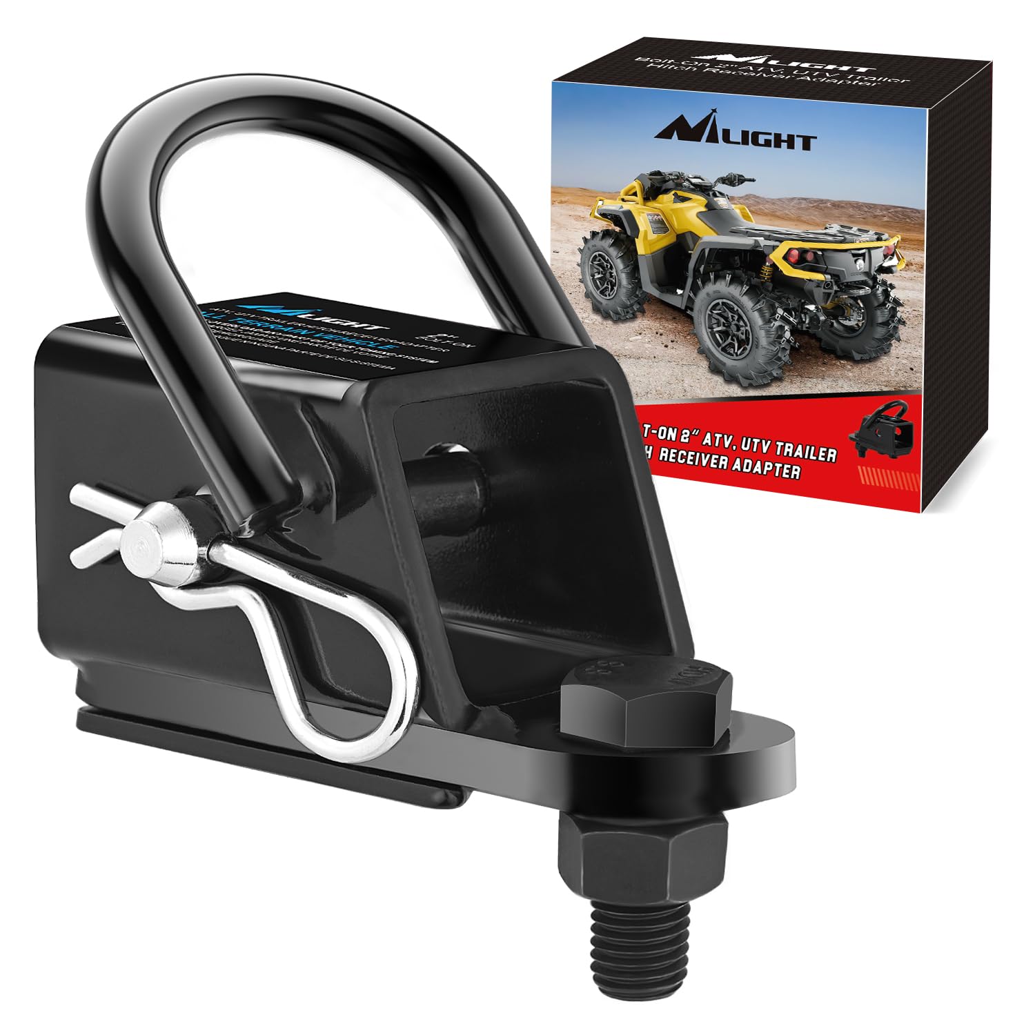 Nilight 2" Rear Trailer Hitch Receiver Kit | for ATV UTV Rear Bumper Tow Hook Black Hitch Cover Kit