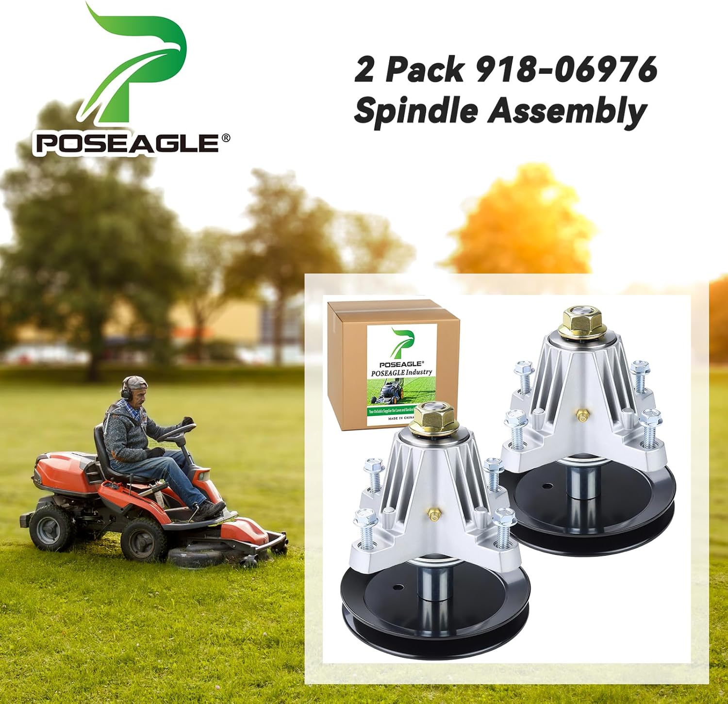 2 Pack 918-06976A Spindle Assembly Replace 618-06976A 918 06976A 618 06976A for Cub Cadet 42 inch LT42, XT1 LT42, XT2 LX42, T7800, T8000, LT42 XT1 Super Bronco Lawn Tractors