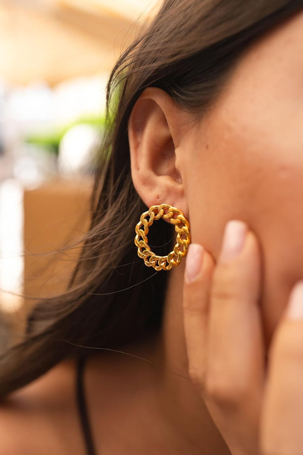 Sterling Silver Link Chain Stud Earrings, Minimalist Handmade Jewelry - Image 2