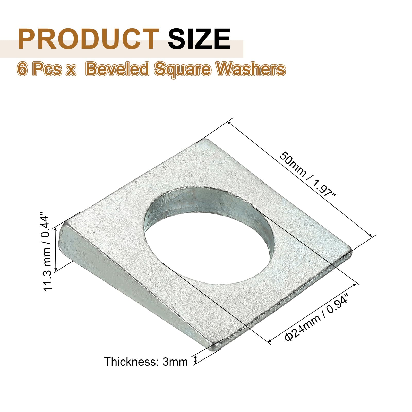 PATIKIL 6pcs Beveled Square Washers - Image 2