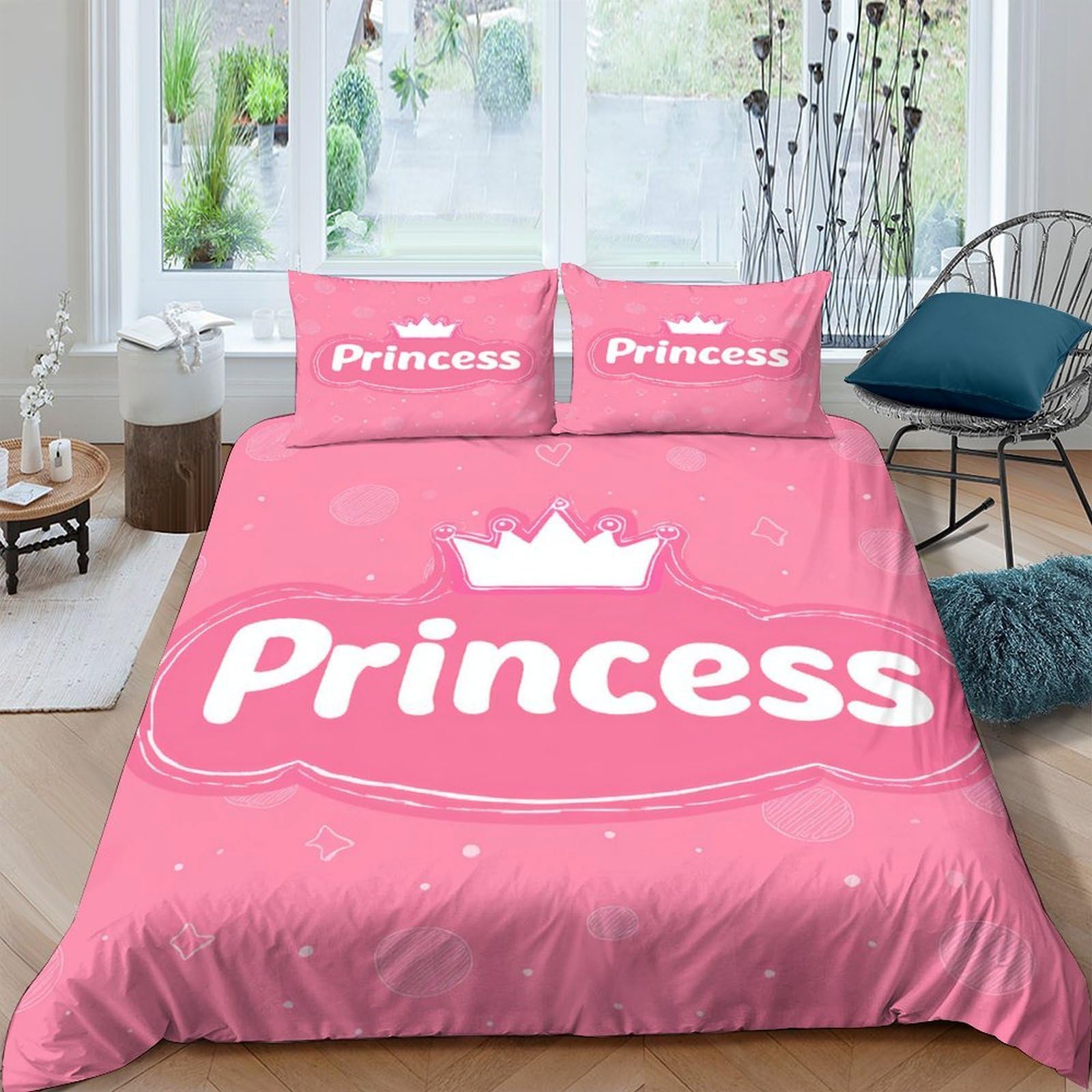 Ctjqhvkz Style-7 3D Printed Pink Princess Crown Fitted Sheet Microfiber Soft Non-Slip Bed Sheet For Bedroom Guestroom Decor Single（135X200cm）