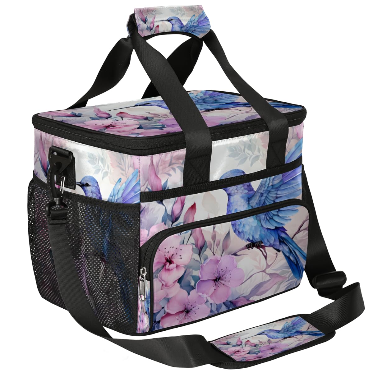 Hummingbirds Insulated Picnic Backpack Lunch Box for Women Men Picnic Basket Tote Lunch Bag Picnic Bag Portable Lunch Bags for Picnic, Beach, Work, Trip,Office, Camp Blue Humming Bird