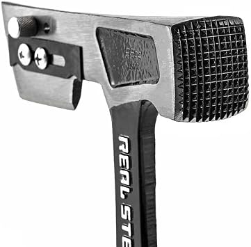 Real Steel 28 Oz Steel Roofing Hammer Shinglers Hatchet Hammer with Rubber Handle (0522), Silver and Black