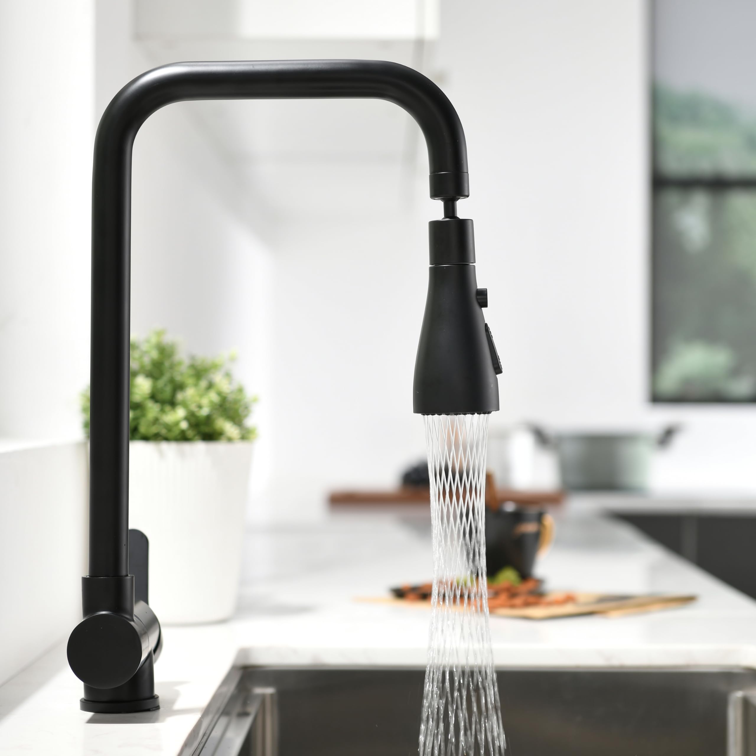 Rubinetto Cucina Abbattibile Sottofinestra,rubinetto Cucina Pieghevole 3 Modalità Di Scarico Dell'acqua,miscelatore Sottofinestra Cucina Rubinetti Da Cucina Acciaio Inox 304 (nero)