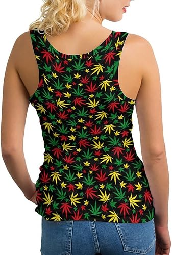 Miniatura 2 de Leaf Weed Rasta Marihuana - Camiseta sin mangas para mujer, chaleco deportivo clásico, camiseta deportiva para yoga, sin mangas