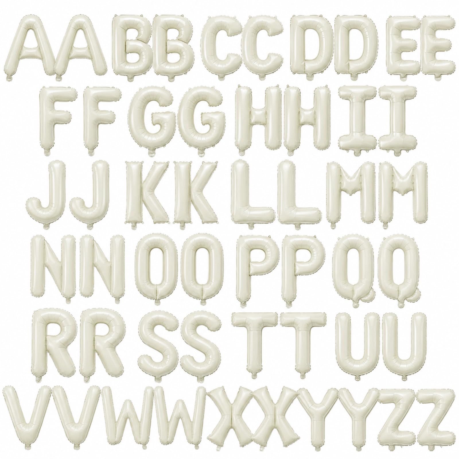 52 Pcs Cream Letter Balloons 16 Inch Mylar Foil Alphabet Letters 2 Sets A- Z Custom Phrase DIY Personalized Phrase Banner for Birthday Graduations Anniversary Celebration Wedding Party Decorations