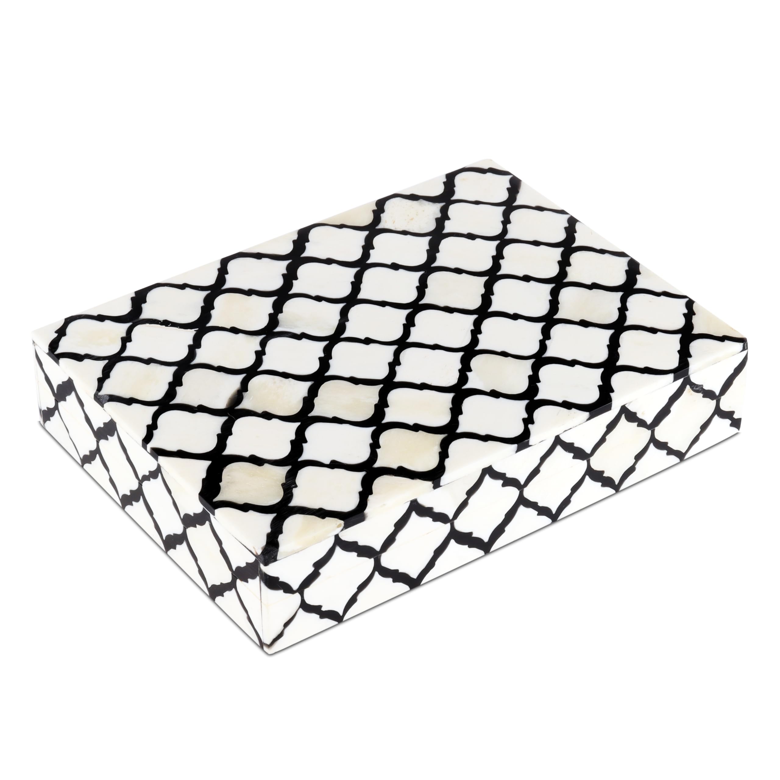 Handicrafts Home Handmade Moroccan Pattern Inspired Decorative Box - Large Storage Organizer for Neck Chains, Watches, Memory Keepsakes - Boho Style Treasure Box, Multipurpose Gift - 6x8x1.5