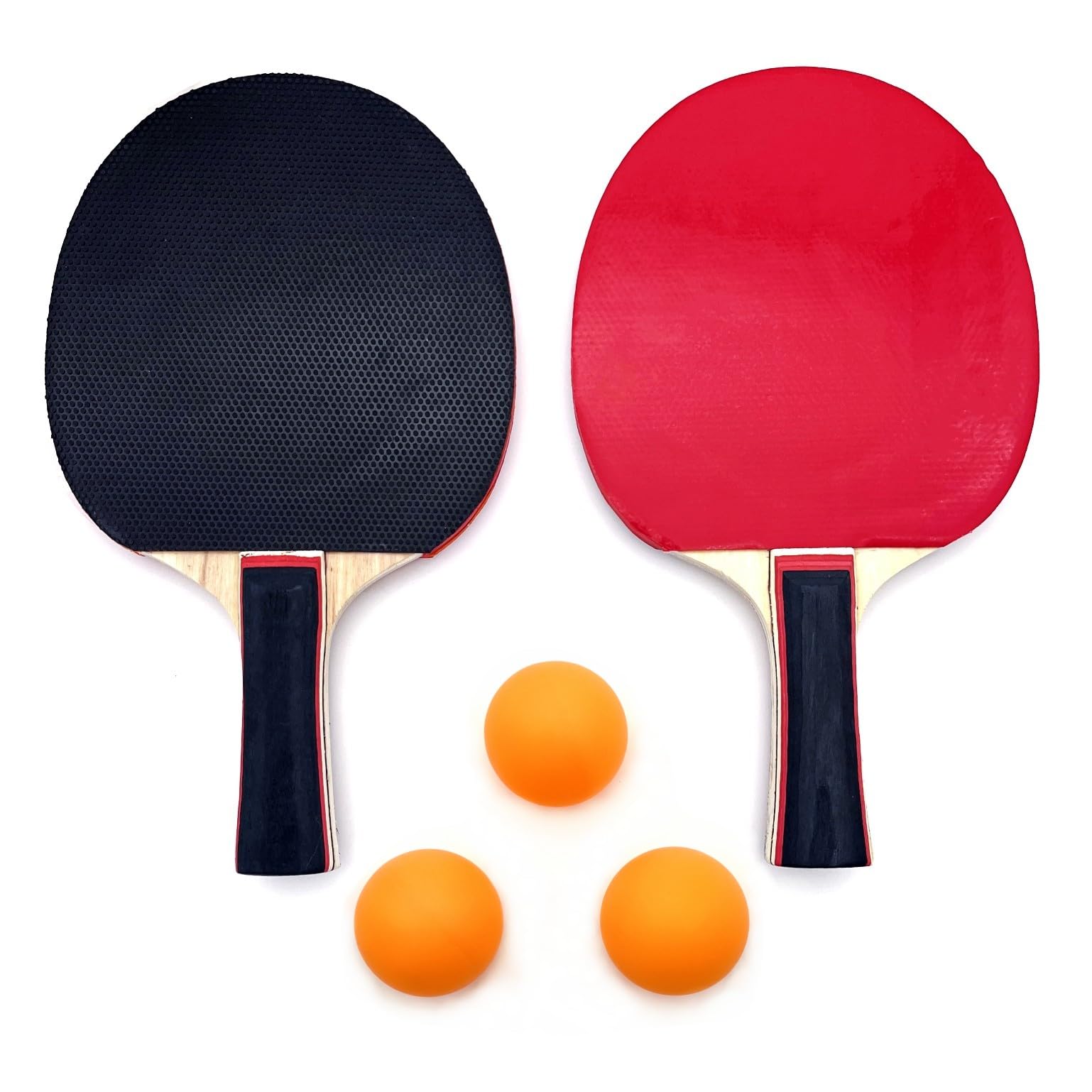 JZK Professional Table tennis bats and balls set for 2 players for starters beginners, 2 ping pong paddles and 3 balls, with carry bag, table tennis rackets for family fun game