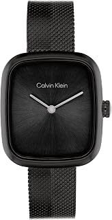 Calvin Klein 2-Zeiger-Quarzuhr für Damen CK Adore Kollektion mit Edelstahl-Mesh-Armband - Erhältlich in Silber, Gold, Schwarz oder Roségold