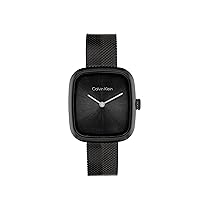 Calvin Klein Orologio Con Movimento Al Quarzo A Due Lancette da Donna Collezione CK ADORE con Cinturino in Maglia Metallica in Acciaio Inossidabile Nero – 25100100, Black