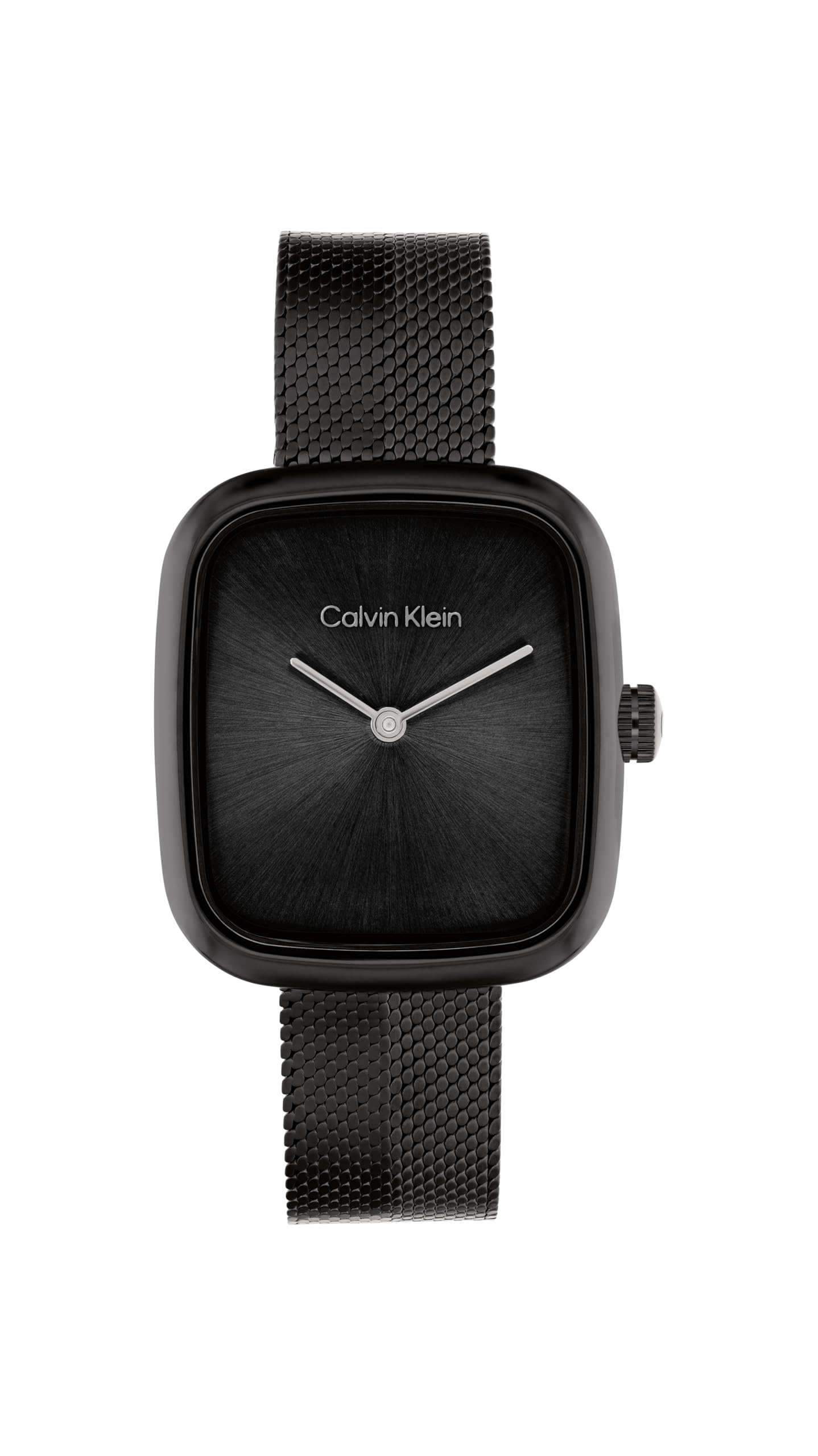 Calvin Klein Two Hand Quartz Movement Watch for Women CK Adore Collection with Black Stainless Steel Mesh Bracelet - 25100100