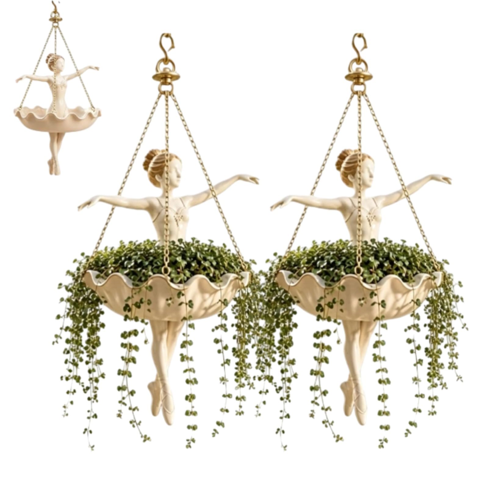 CLBDRESS Ballet Dancer Hanging Planter – Cute Ballerina Flower Pot for Indoor & Outdoor Garden, Whimsical Succulent & Spider Plant Holder, Unique Dance Teacher Gift
