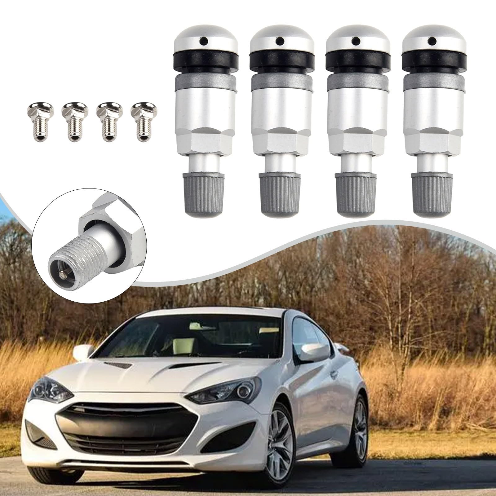 Valves de pneus TPMS pour Valve Tubeless en alliage BUICK, système de surveillance de la pression des pneus, Kit de réparation de tige de Valve de capteur, 4 pièces/lot Valves de pneus TPMS pour Valve Tubeless en alliage BUICK, système de surveillance de la pression des pneus, Kit de réparation de tige de Valve de capteur, 4 pièces/lot