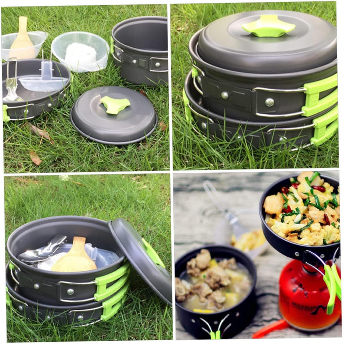 1set Portable Camping Cookware Outdoor Handles for Hiking Backpacking and Picnics Lightweight Oxide Design for Easy Cleaning and Storage