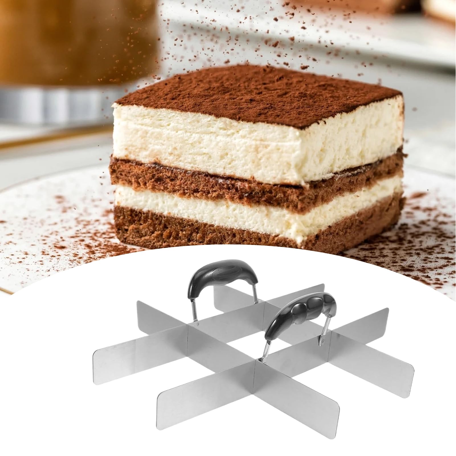 Cortador de pastel cuadrado - Cortador de pastel de acero inoxidable incluso con mango | Utensilios para hornear para Flan Rice Restaurante Familiar Fondant Inicio Picnic Boda