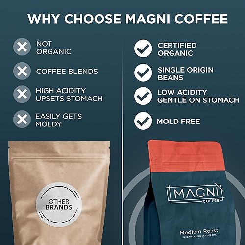 Miniatura 2 de Café orgánico, café bajo en ácido, granos enteros y molidos para prensa francesa, expreso, purover, sin OMG, sin moho, 12 onzas, café de origen