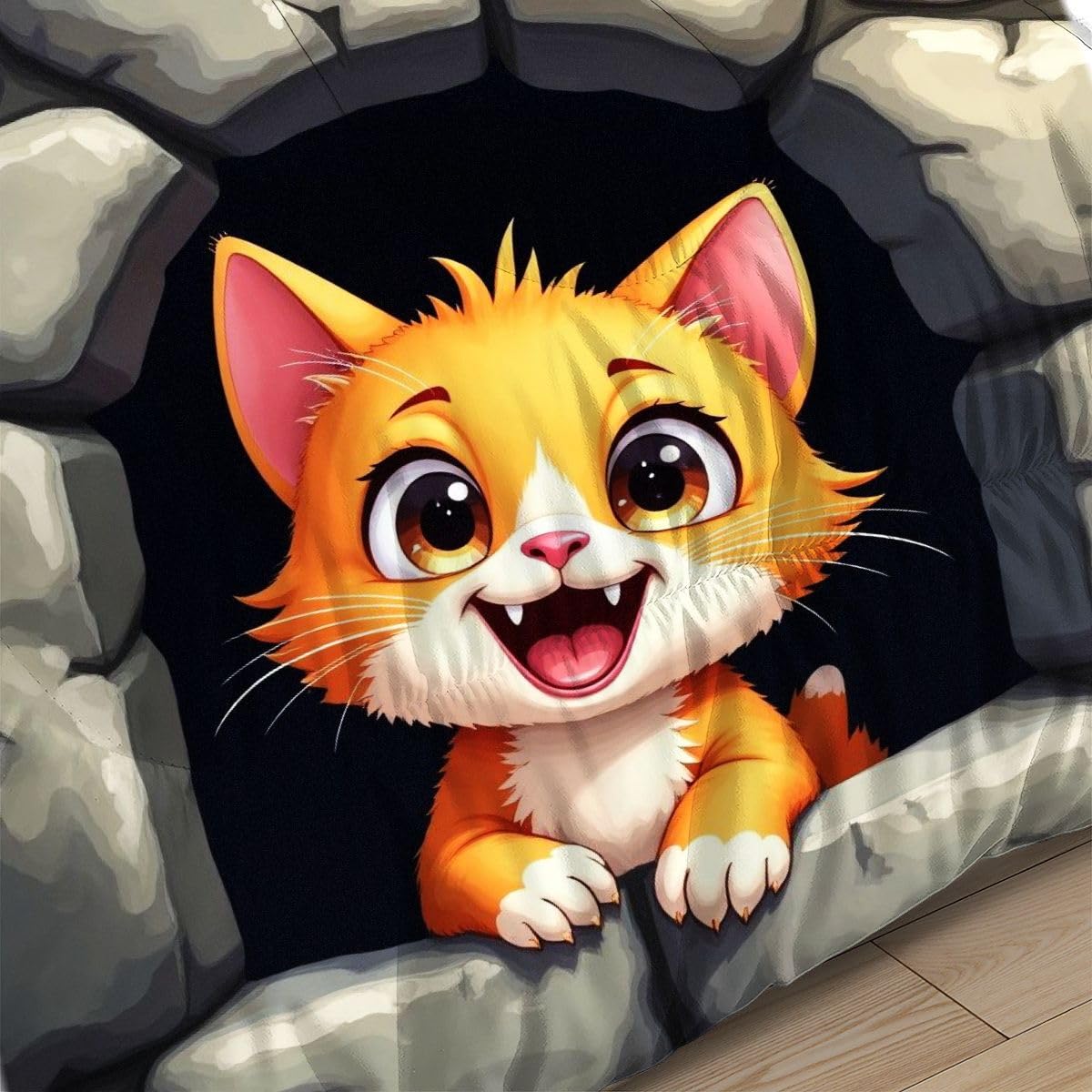 Edredón 135x200 cm Gatito De Dibujos Animados, Reversible Juego de Cama 135x200 en Microfibra, 3D Impresión Nórdico con 2 Funda de Almohada 50x75