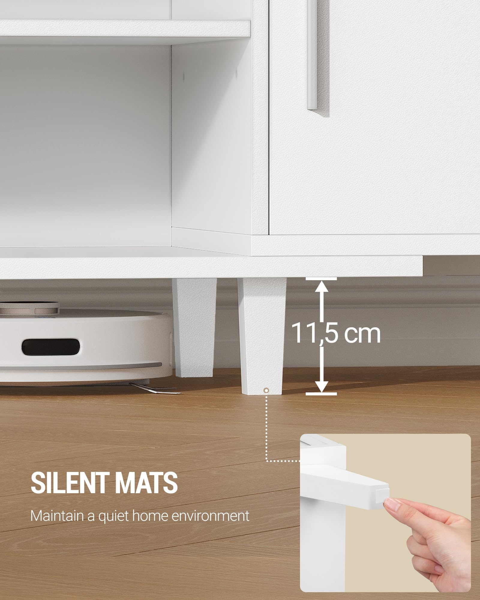 Hzuaneri Mueble de TV con 2 Puertas, Estantes Ajustables, Mesa de TV para televisores de hasta 65 Pulgadas, 40 x 140 x 51,5 cm, para Sala, Dormitorio, Comedor, Blanco TV16703E