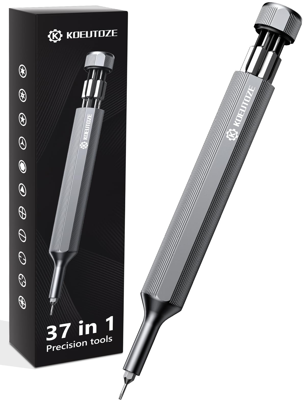 Koeutoze 37 in 1 Precision Screwdriver Set, Multi Bit Screwdriver Set with 36 S2 Steel Bits, Mini Repair Tool Kit with Torx, Phillips, Hex for iPhone 16/15, MacBook, Switch, PS5, Glasses, Watches