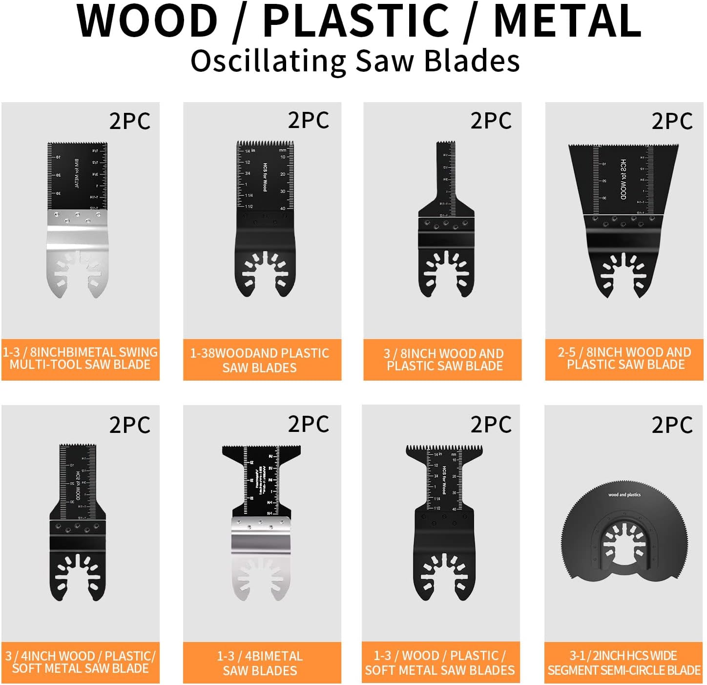 84 Pcs Oscillating Tool Blades, Quick Release Oscillating Saw Blades Wood Metal Plastic Multitool Blades kit with Sandpaper Compatible with Dewalt, Milwaukee, Makita, Ryobi, Rockwell, Bosch