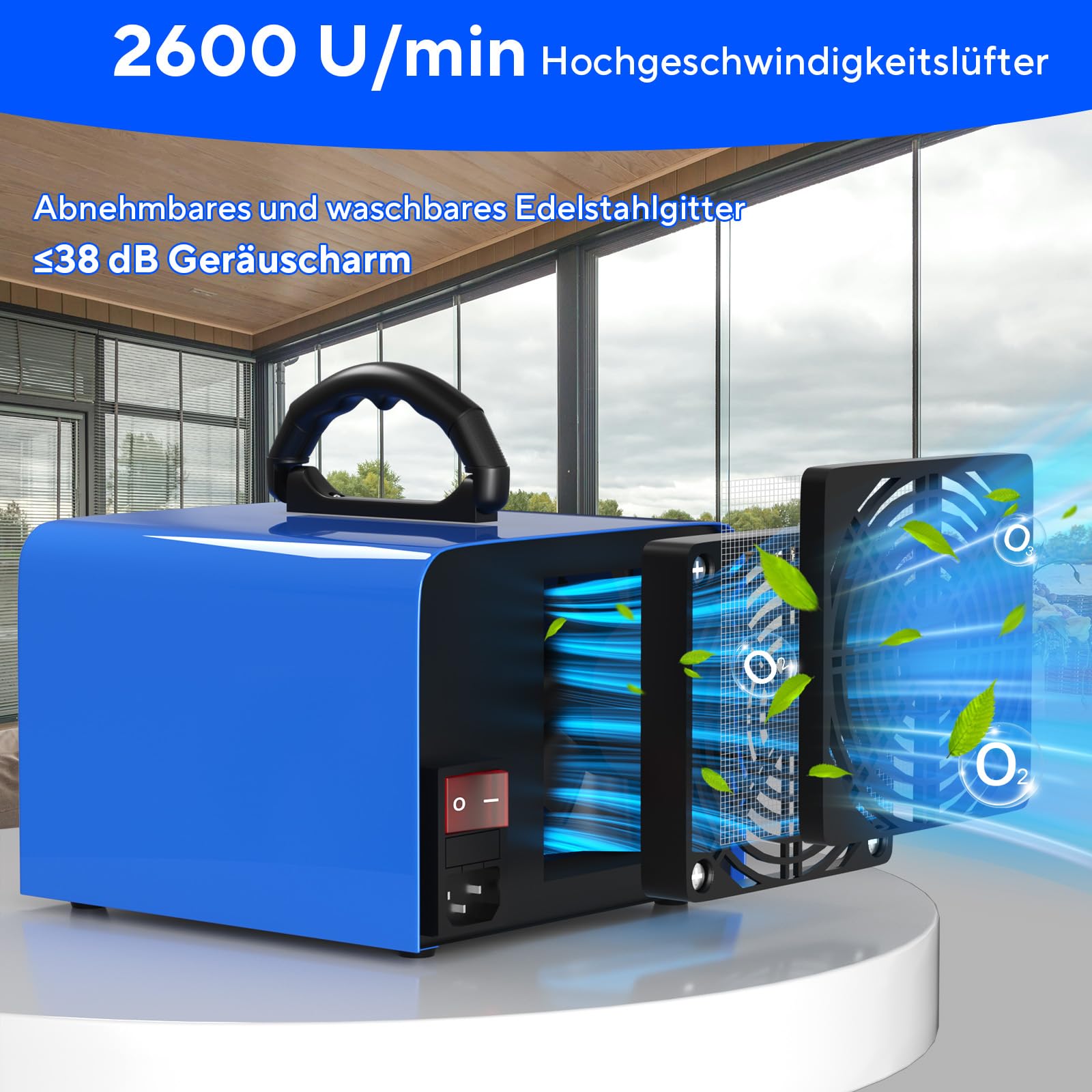 Generator ozonu 65 000 mg/h, ozonator przemysłowy O3 z timerem 120 min, temperatura, wilgotność powietrza, ozonator do 300㎡ O3, ozonator do garażu, mieszkania, hoteli, kuchni, zwierząt domowych (L1)
