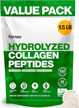 Collagen Peptides for Women Men 1.5LB Type I & III Flavorless & Odorless Easy-Mix Hydrolyzed Peptan Protein Joint Hair Skin & Nail Support Gluten-Free Non-GMO Keto & Paleo Grass-Fed Kosher