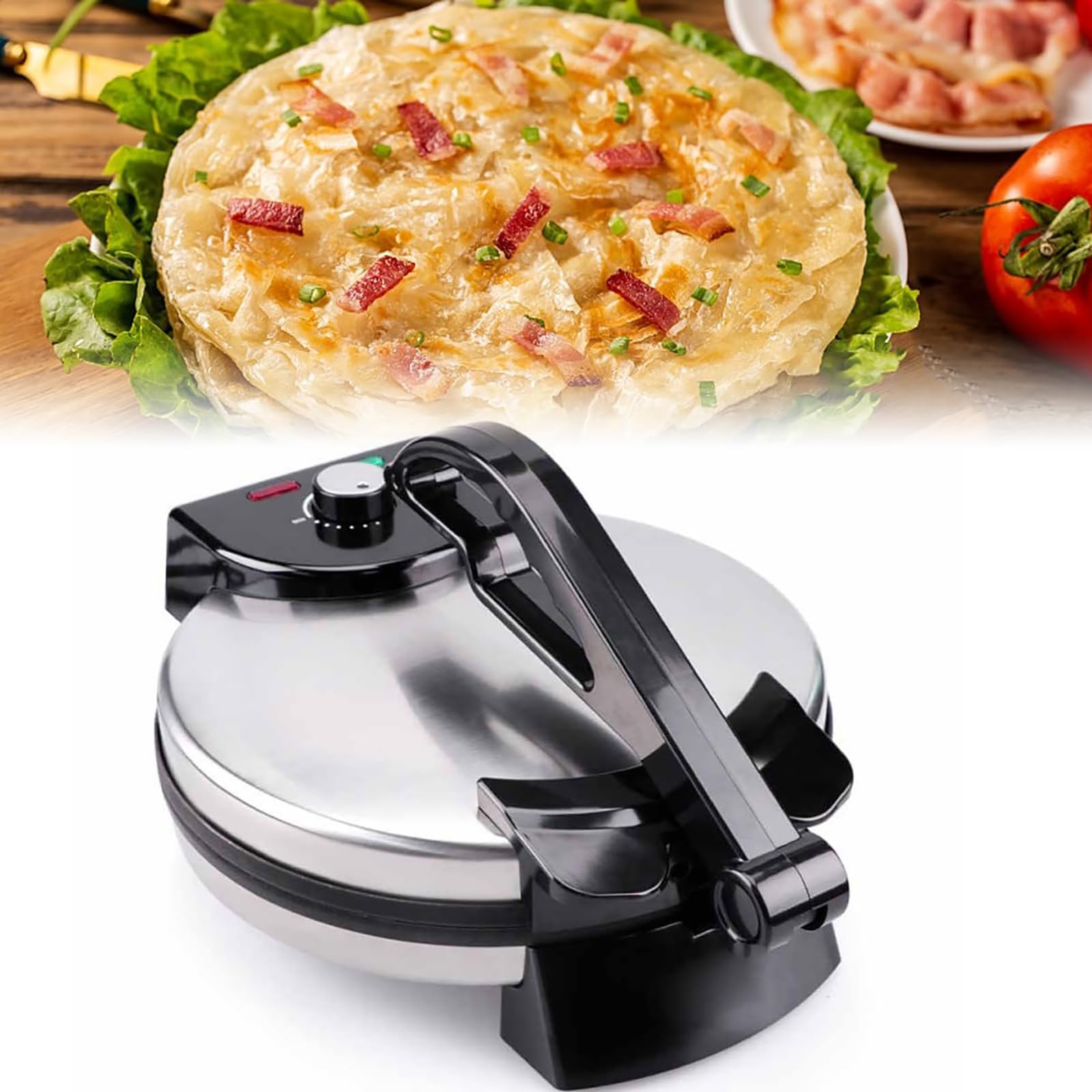 1800W Antihaft-Pfannkuchen-Hersteller, einstellbare Temperatur, LED-Indikator, Tortilla-Maschine für Pfannkuchen, Frühlingsrollen, trockene Schichtkuchen, Tortillas