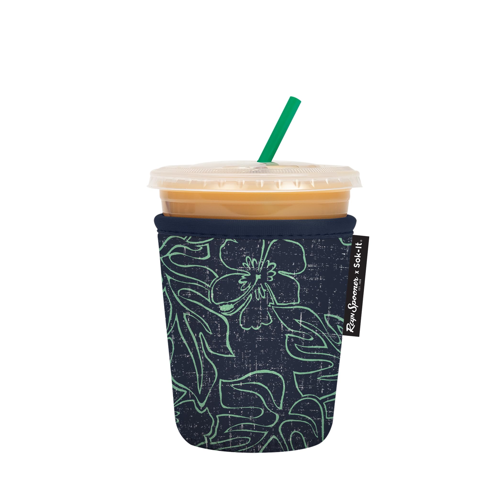 Sok Itx Reyn Spooner Iced Coffee Tea Sleeve Insulated Neoprene Cover (Monstera Ink, Small: 16-20oz)