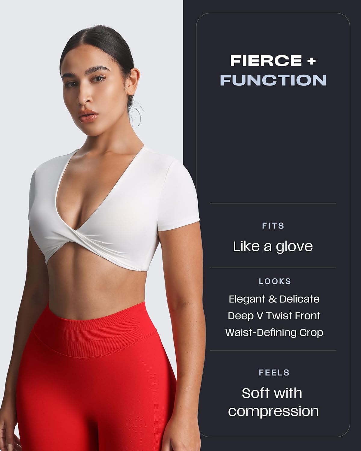 Aoxjox Short Sleeve Crop Tops for Women Sienna Twist Deep V Workout Cropped T Shirt Top - Image 5