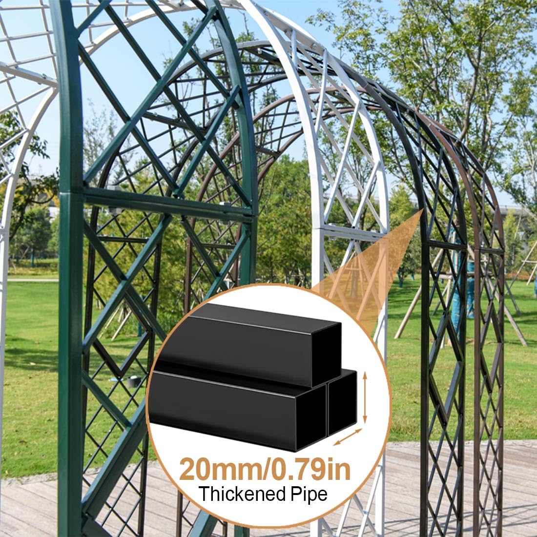 230 cm metalowy łuk ogrodowy, solidna stalowa altana do roślin pnących, pergola na zewnątrz, dekoracje ślubne, czarna kratka ogrodowa (szer. 180 x wys. 230 cm)