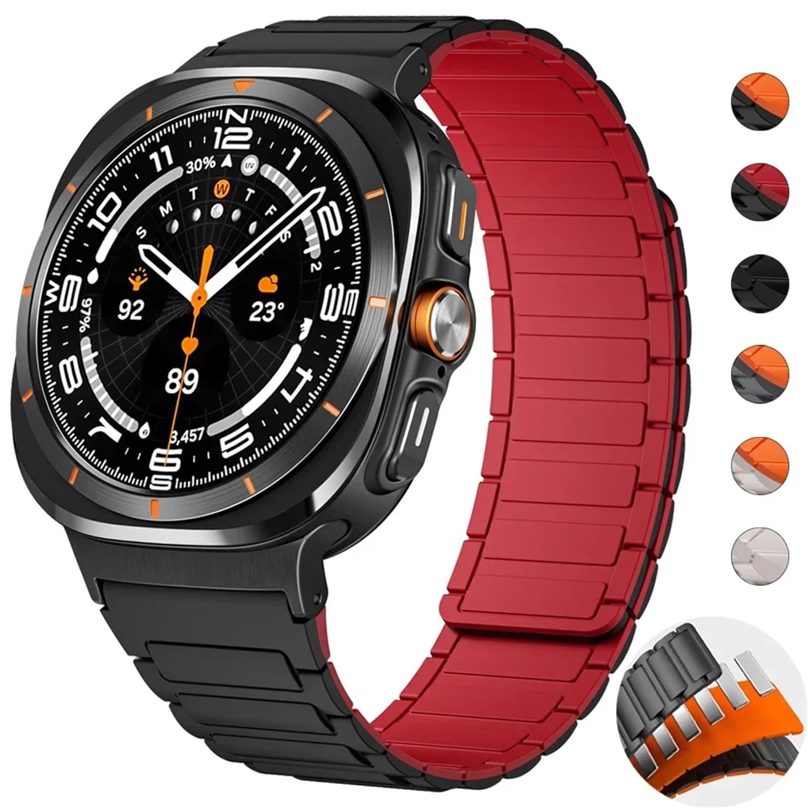 JDIME Cinturino magnetico in silicone per Galaxy Watch 7 Ultra 47mm Bracciale con cinturino ad anello per Galaxy Watch Ultra 47MM Nessun gap cinturino rapido