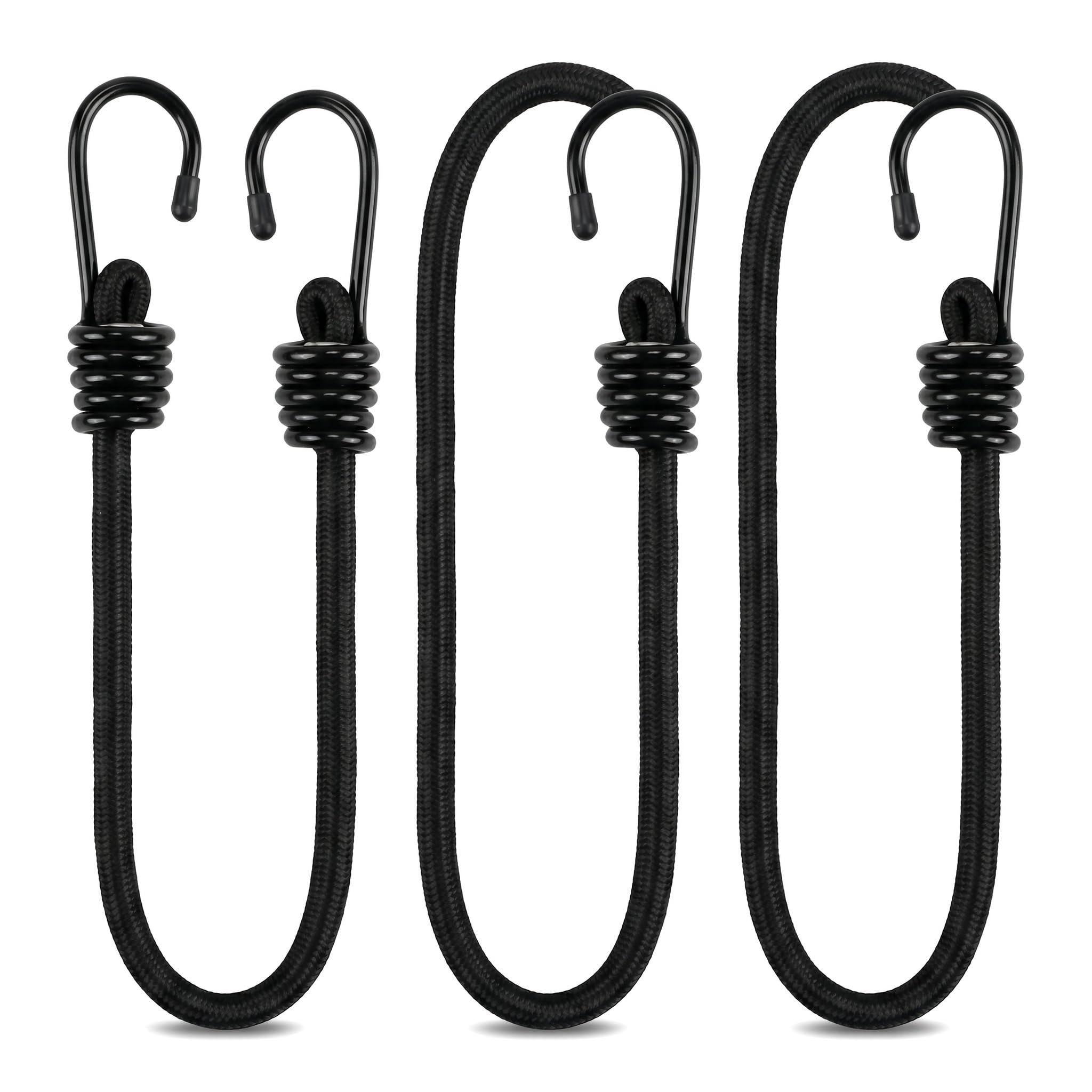 3 Pcs Heavy Duty Bungee Cords with Hooks – 6mm x 60cm Elastic Shock Cords for Wheelie Bin Locks, Bin Straps, Outdoor Camping, Tarps, Luggage Fastening, and Trash Can Lid Securing
